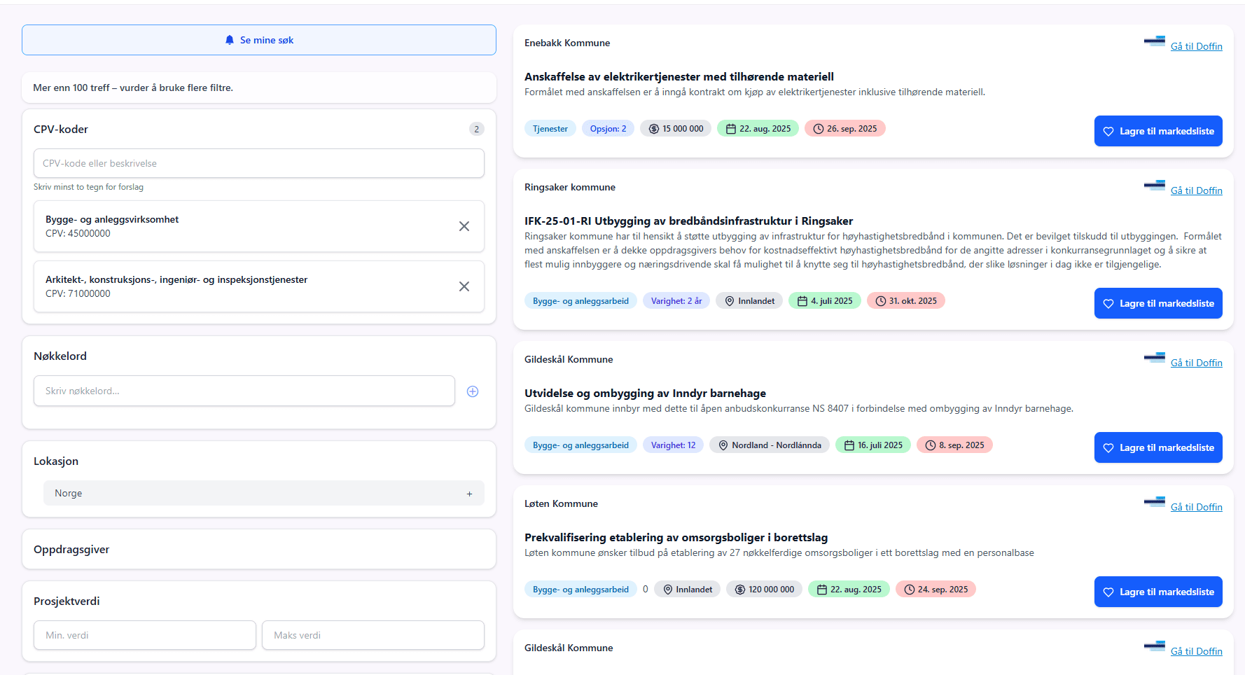 Skjermbilde som viser KI-oppsummering av anbud